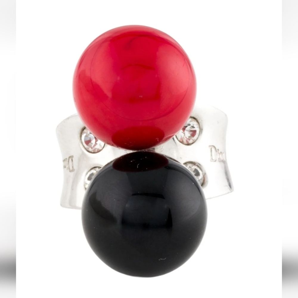 Christian Dior Authentic Rare Vintage Resin & Crystal Cocktail Ring Size: 5.5 - Picture 2 of 4